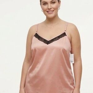 Cacique Sleep Slip Shirt Satin Pink  Lingerie Lace Plus SIZE 14 16 Camisole NWT